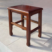 方凳花梨木全实木家用快餐矮凳中式 榫卯整装 43厘米高胡桃色小凳子