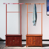 换鞋 门厅鞋 简约门口坐式 架红木实木花梨木新中式 凳带挂衣帽架 柜鞋