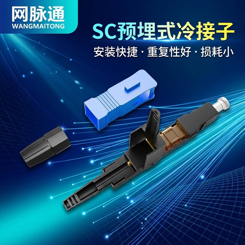 FTTH 光纤到户接头 SC光纤冷接子 SC快速连接器 预埋型 冷接头 冷接子 100个 电信级 移动联通 电信均可使用