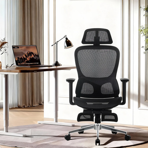 人体工学网布可躺脚踏透气办公椅