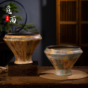 景德镇大口径多肉花盆大号陶瓷绿植盆纯手工圆口火锅盆透气不烂根