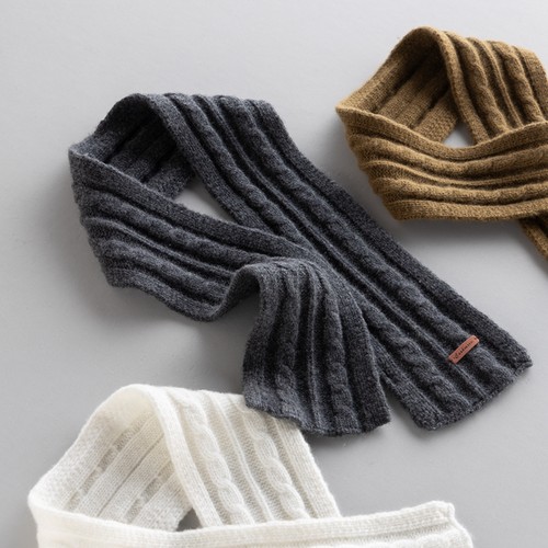 木兮pure cashmere100%纯山羊绒立体扭花小围巾韩版百搭围脖护颈