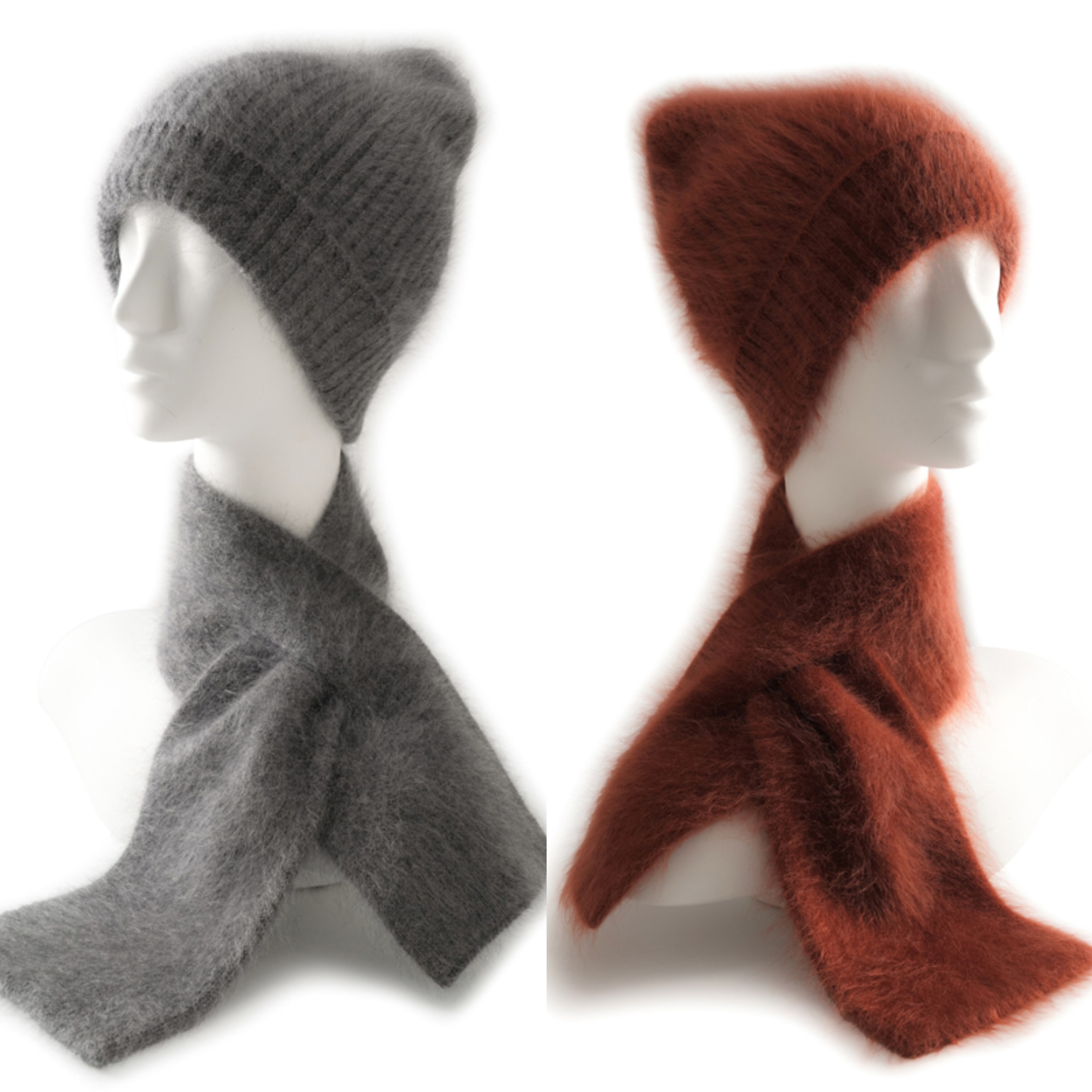 100%纯山羊绒拉绒抽条帽子