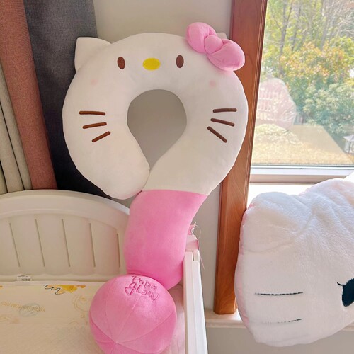 创意凯蒂猫头问号抱枕脖子靠枕