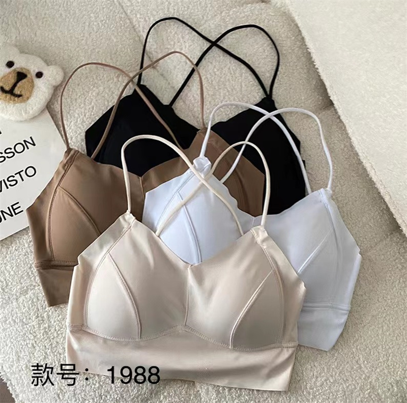 夏季新无痕韩版纯欲辣妹修身吊带背心女外穿内搭美背短款抹胸1988