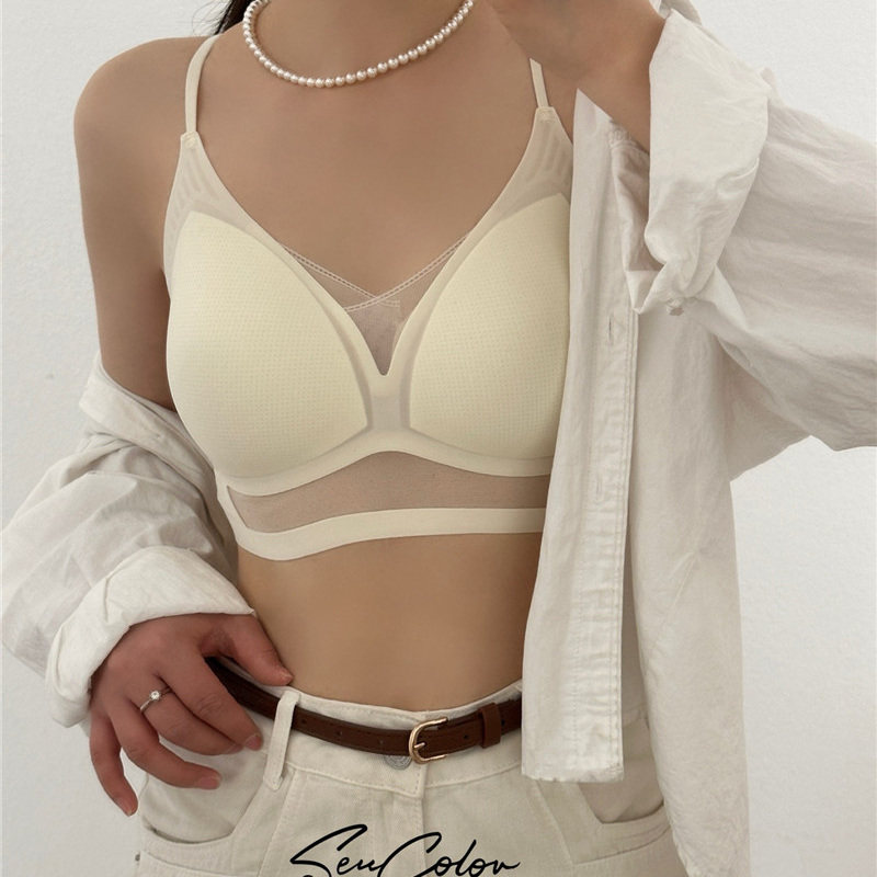 森色系内衣女面膜无痕冰丝美背性感后背交叉带固定杯舒适内搭裹胸