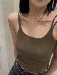 妃子纪初秋新款8899双肩带螺纹显瘦外穿背心固定一体打底保暖上衣