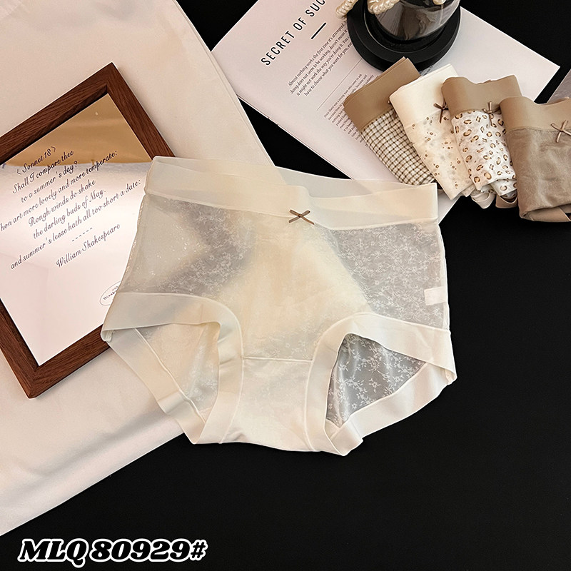 春夏新品国风简约柔美网纱提花内裤舒适透气平角女士中腰包臀内裤