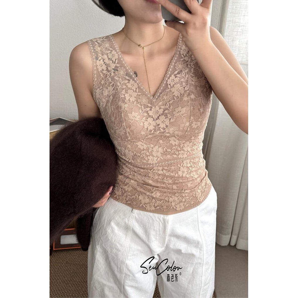 黛美芮冬季新品法式带胸垫固定杯保暖背心女磨毛蕾丝修身内搭上衣,女士内衣/男士内衣/家居服,保暖背心,淘宝优惠券,粉丝福利购,淘宝优惠卷