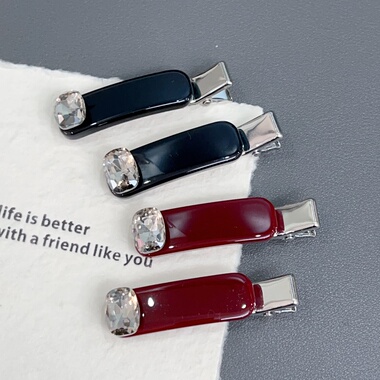 Y1新款发夹灰钻黑色酒红色侧边夹刘海夹夹子头饰发卡发夹对夹