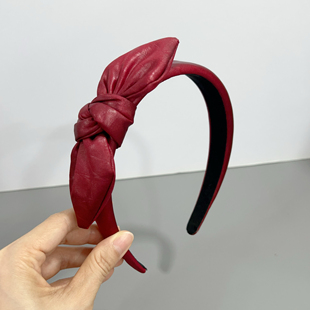 F5酒红色高级感艺蝴蝶结发卡女头饰百变立体兔耳朵发箍发饰头饰24