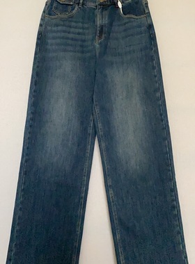 phisofa专柜正品25秋冬新款女士牛仔裤直筒裤阔腿裤一体加绒女裤