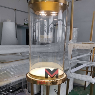 珠宝首饰翡翠不锈钢圆形玻璃罩珠宝首饰品展示柜高档奢侈品高展柜
