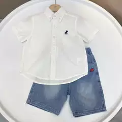 Boys' & Girls' Casual Solid Color Summer Short-Sleeve Shirt with Lapel Collar for Big Kids 87213