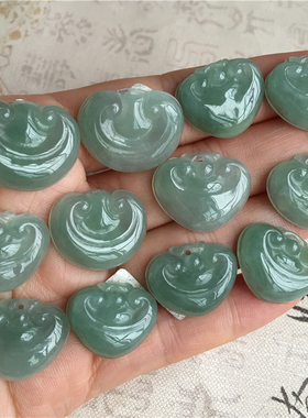 缅甸翡翠A货玉石吊坠心形如意