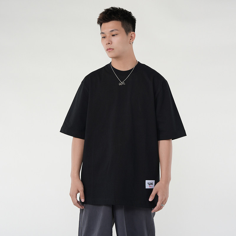 FUJAM街舞美式HIPHOP纯色嘻哈BBOY滑板poppin宽松纯棉圆领短袖T恤
