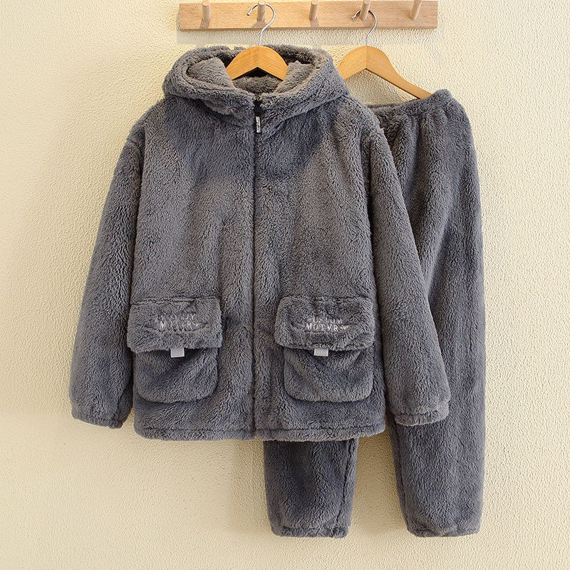 珊瑚绒亲子睡衣冬季加厚加绒保暖2025新款家居服套装男女款