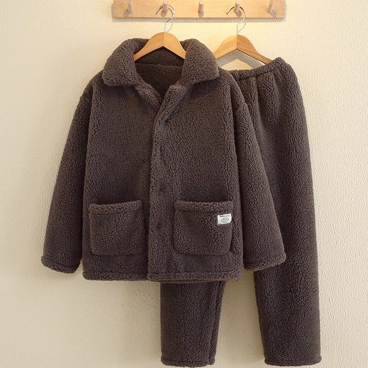 睡衣男士冬季珊瑚绒加厚日式秋冬法兰绒大码冬款法兰绒春秋家居服