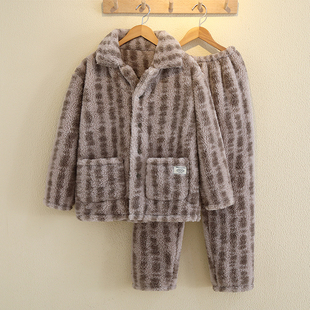 情侣睡衣男女秋冬季珊瑚绒法兰绒加厚高级感亲子家居服套装可外穿