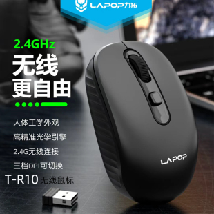 R10无线鼠标笔记本女生可爱办公卡通可调速度无限简约鼠标 力拓T
