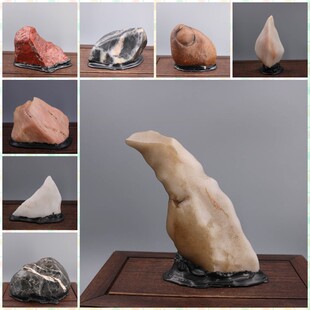 新疆彩玉玛瑙戈壁玉戈壁石天然风凌石 鱼缸石头假山盆景造型摆件