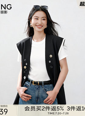 衣香丽影黑色假两件西装马甲女2026年春装新款马甲上衣150261809