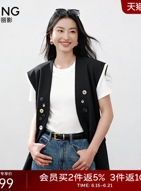 衣香丽影黑色假两件西装马甲女2026年春装新款马甲上衣150261809
