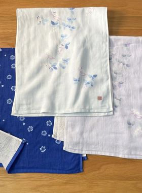 F33古风ne*lady成人女纱布洗脸毛巾不掉毛薄长毛巾日式田园风清新