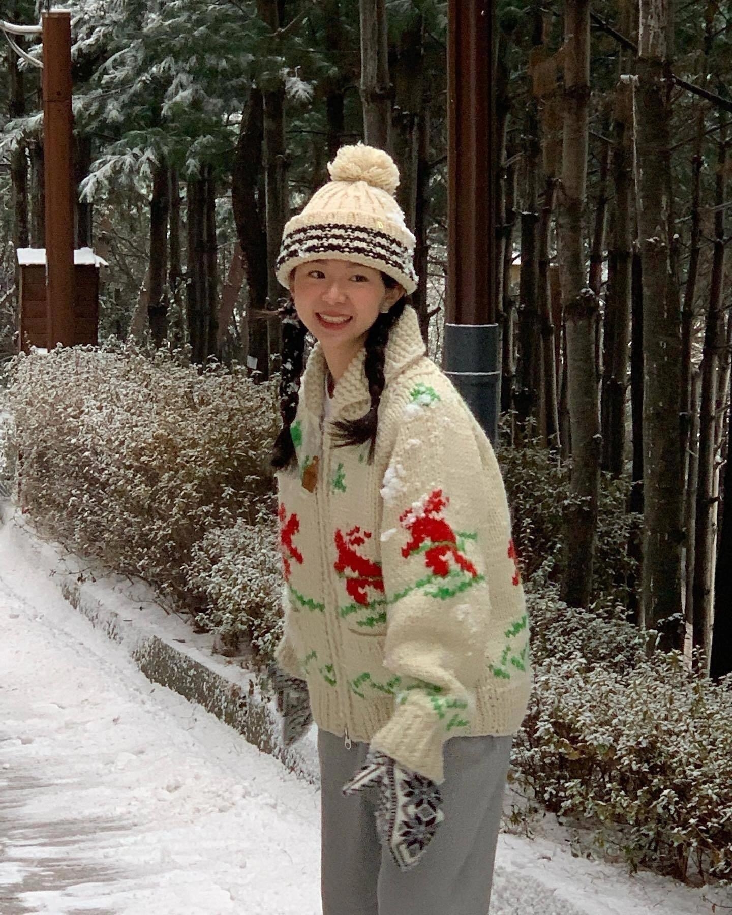 韩国设计师款秋冬加厚毛衣外套女拉链费尔岛提花圣诞针织开衫上衣