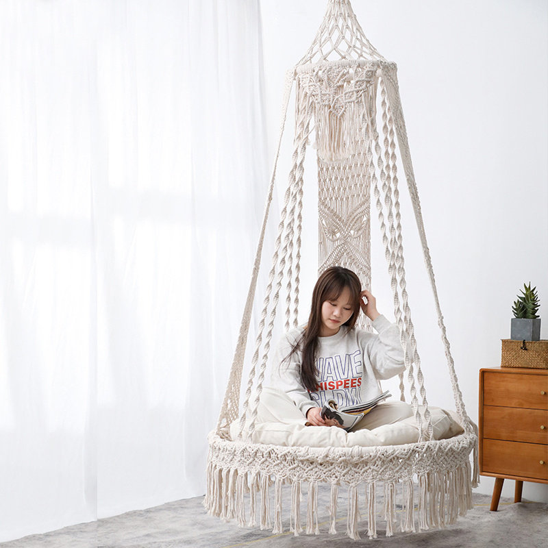 秋千吊篮悬挂吊椅棉绳编织阳台室内成人摇篮网红吊篮椅荡秋千吊床