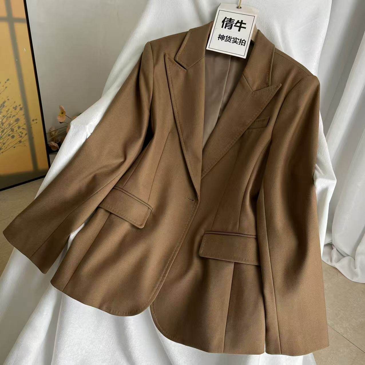 倩牛特价出清】高端羊毛真丝 休闲西装外套女简约通勤西服上衣春