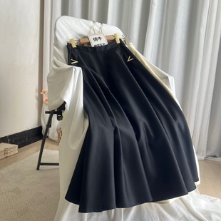 倩牛高端】V标重磅30真丝45羊毛法式大摆伞裙高腰显瘦半身裙25春