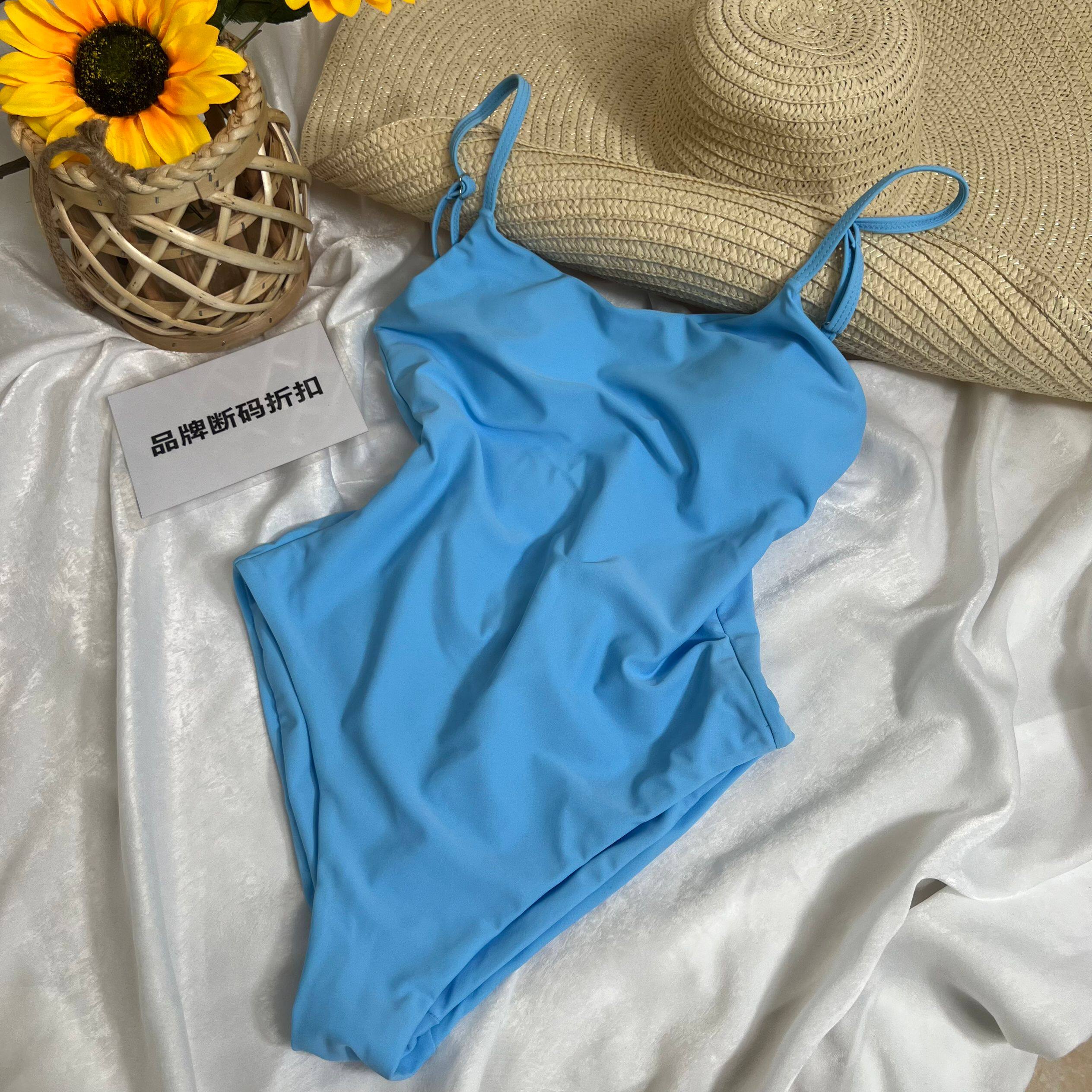 倩牛泳衣】品牌微瑕特价处理 大V露背设计气质收腰简约连体泳衣
