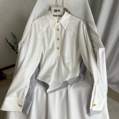 倩牛高档女装】四季可穿 TR面料设计感都市通勤老钱风长袖衬衣女