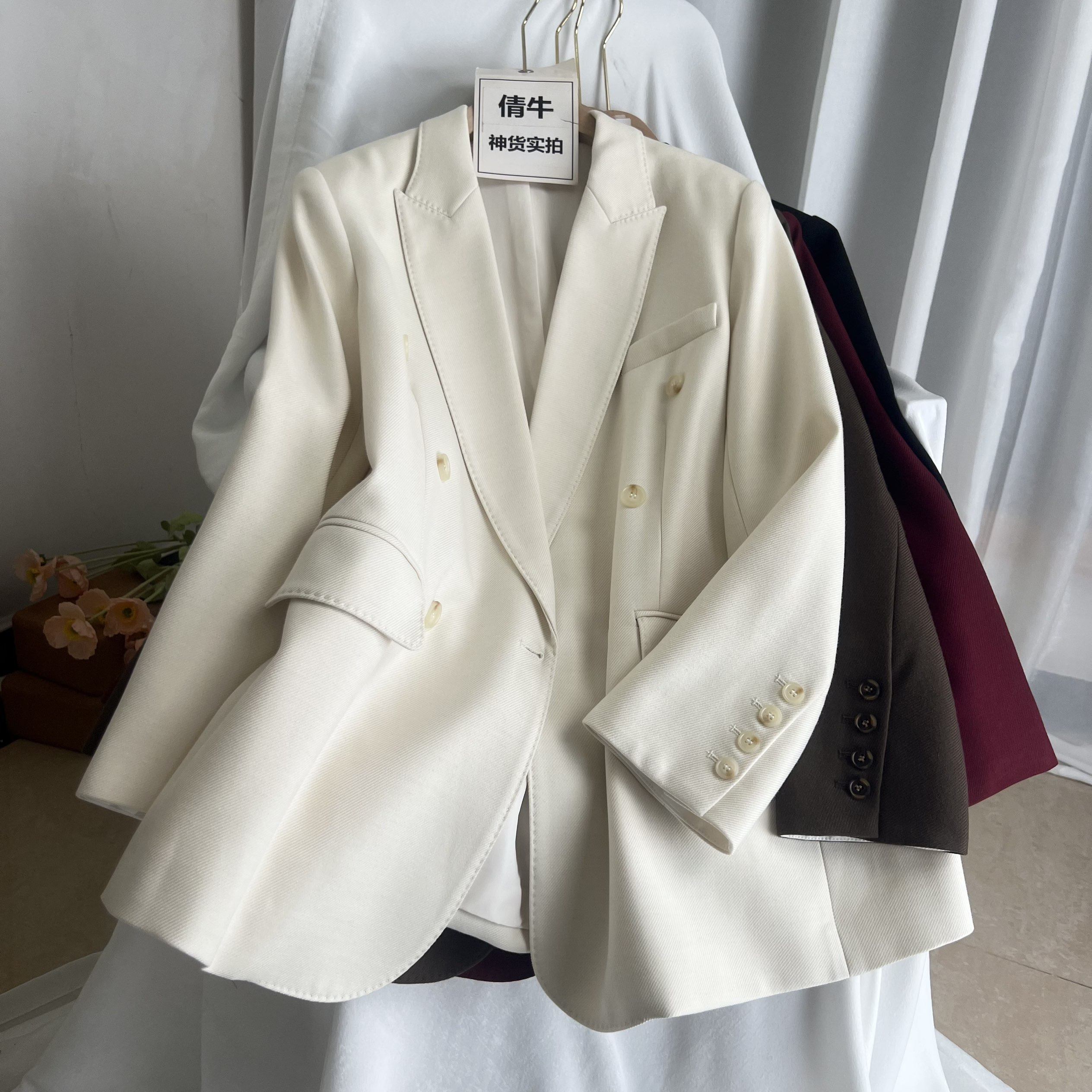 倩牛大牌】专柜高品质59羊毛 25秋冬高级感加厚宽松大码西装外套