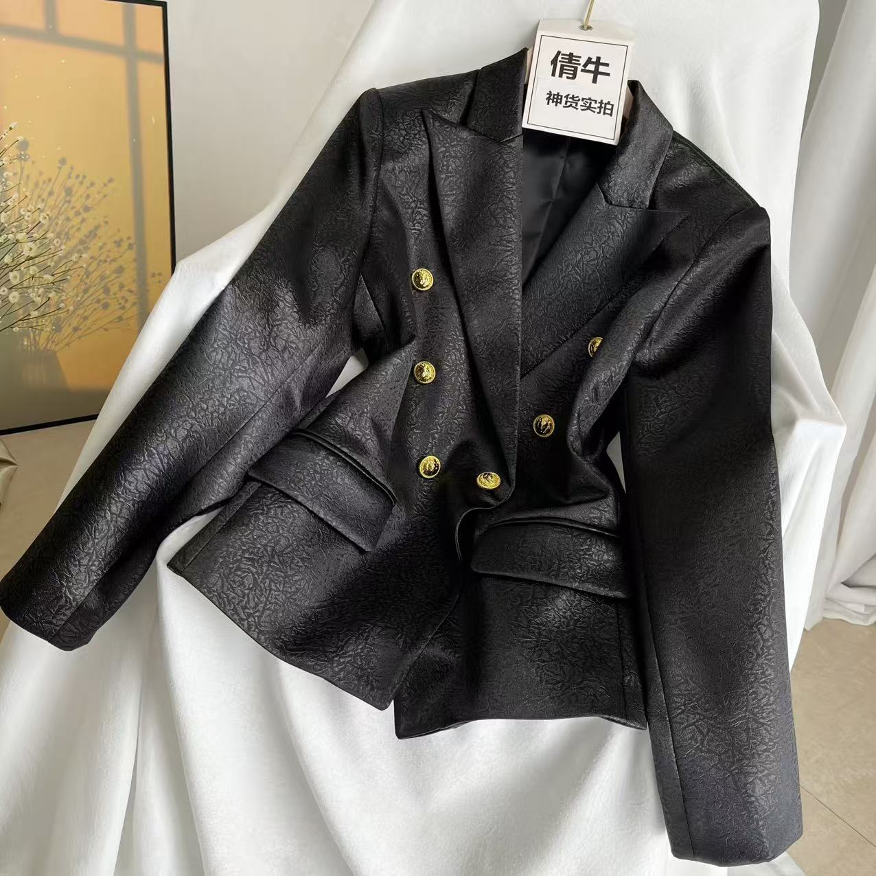 倩牛高端牛货】2026秋冬双排扣西装外套女职场金属扣休闲西服上衣