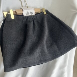 倩牛高端女装】羊毛A字短裙秋冬加厚毛呢防走光松紧腰短裙