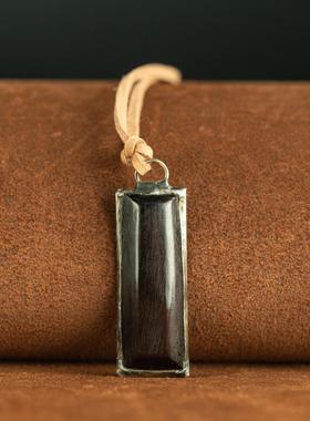 天然老料京工镶嵌吊坠无事牌