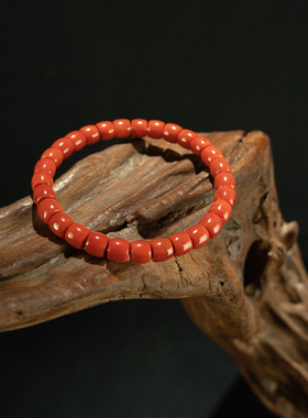 毕业级〓精品天然原矿瓦西满色满肉南红玛瑙老型单圈手串手链收藏
