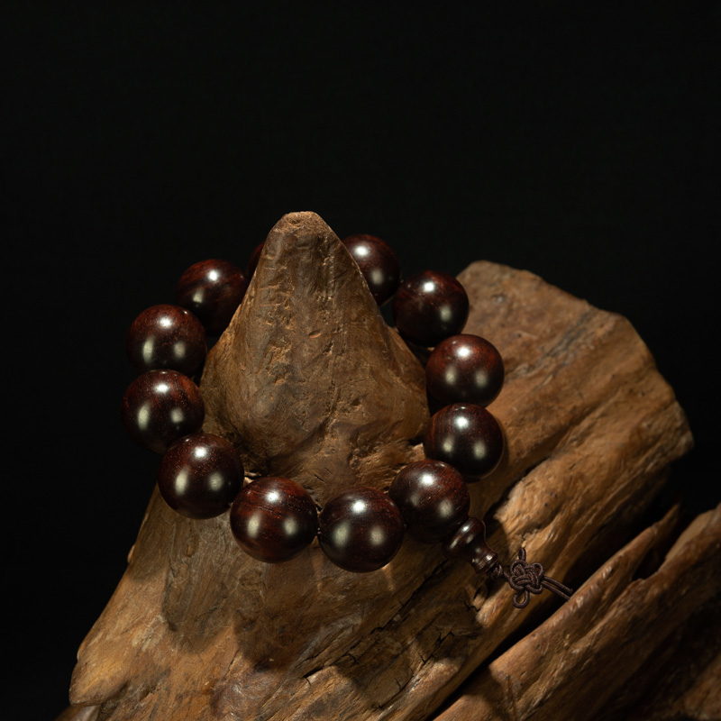 文玩精品〓天然印度高品质琴料小叶紫檀高密度大尺寸圆珠手钏手串