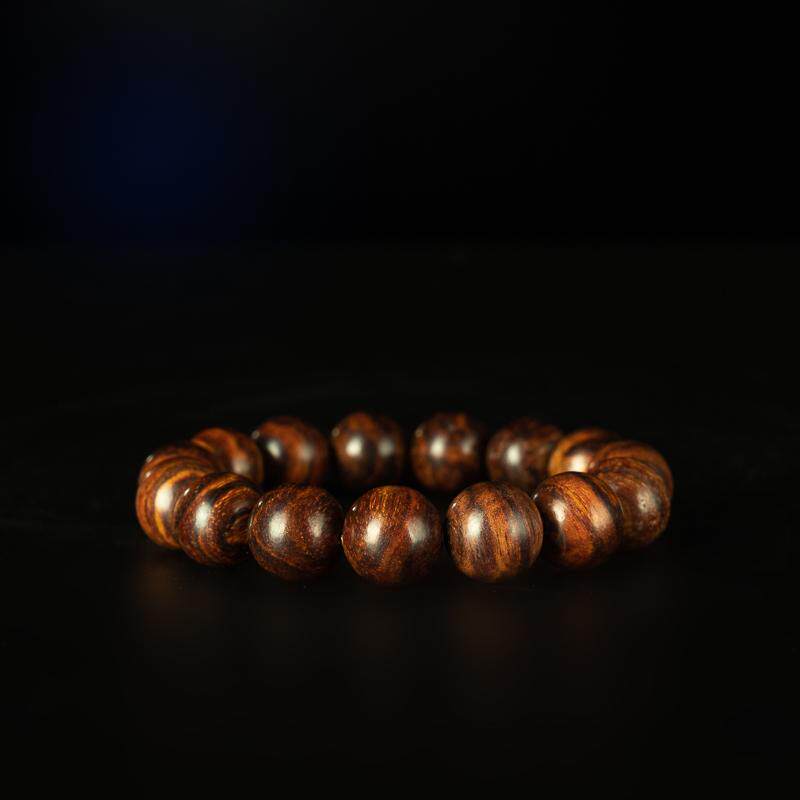 文玩精品天然高油高密度海南料黄花梨虎纹16mm圆珠男女款手串手链