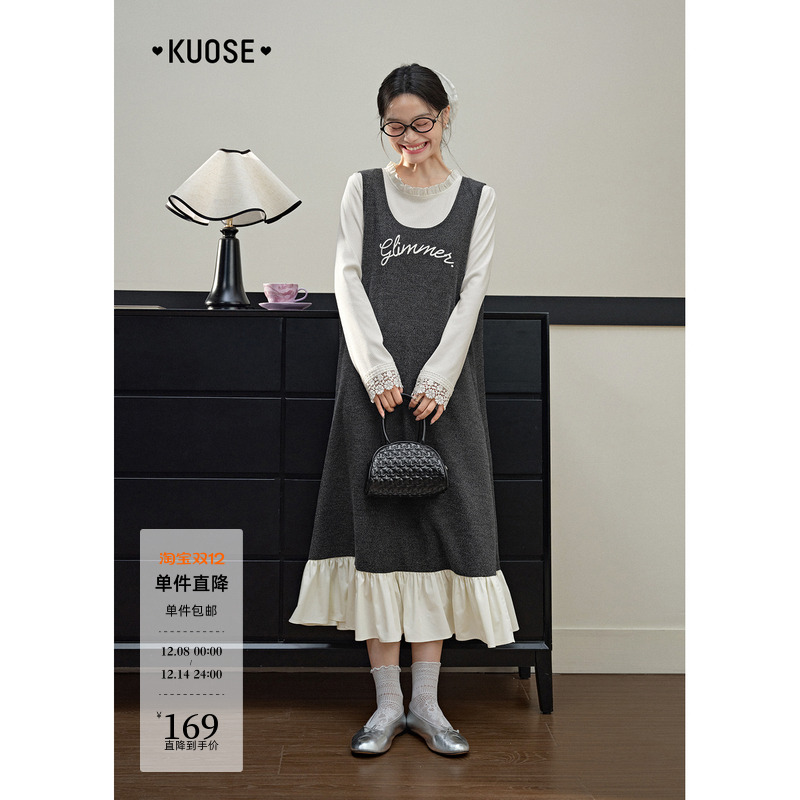 荷叶边无袖背心连衣裙