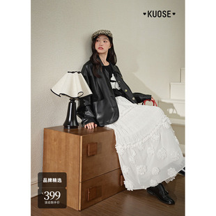 阔色黑色机车夹克皮衣外套短款女2025秋季新款宽松复古穿搭上衣