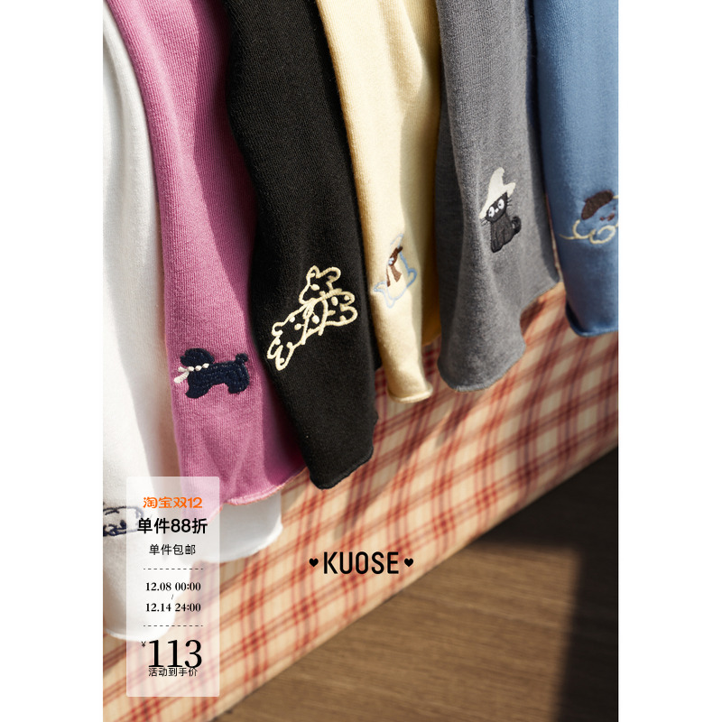 灰色半高领针织衫打底衫