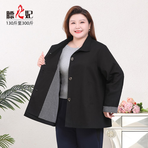 胖mm显瘦200斤300斤纯棉风衣