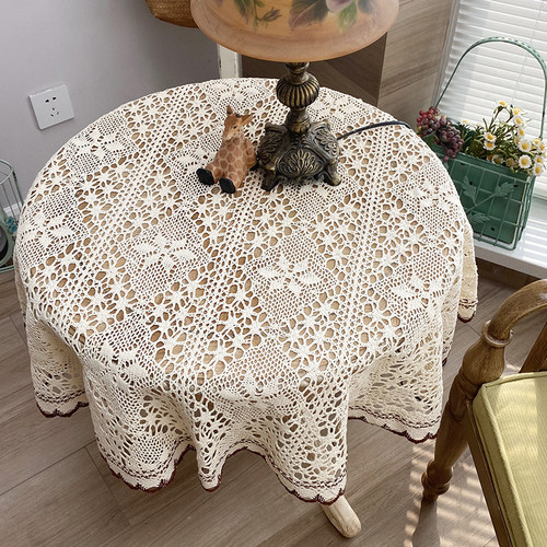 复古田园棉线钩针桌布
