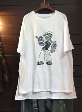 TINY CUTTLE外贸夏季新款宽松恤衫薄款T恤女棉短袖针织上衣白色