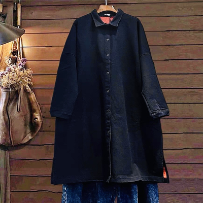 宽松休闲外套风衣长款女棉韩单