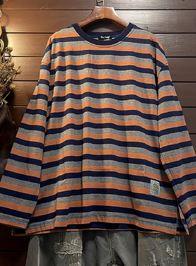 中长款宽松卫衣TINY CUTTLE小鱼仔春秋女纯棉长袖T恤韩单条纹圆领