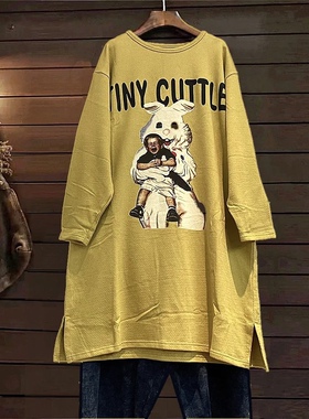 春秋连衣裙卫衣TINY CUTTLE韩版女装宽松休闲百搭长款针织衫卡通